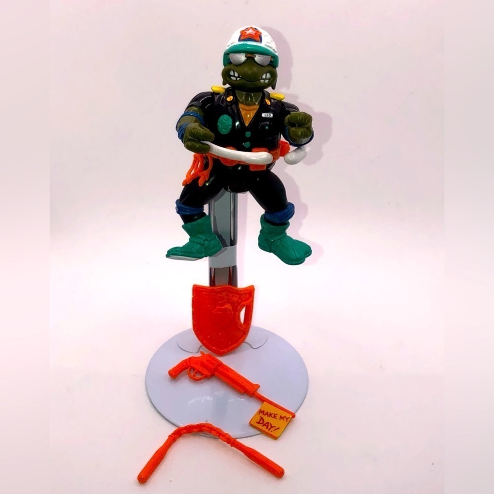 90S TMNT Make My Day Leo Action Figure 100% Complete w Accessories